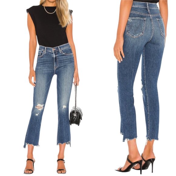 Mother The Insider Crop Stew Chew Jeans Size 26 In Dancing on Coals Distressed - Picture 1 of 16
